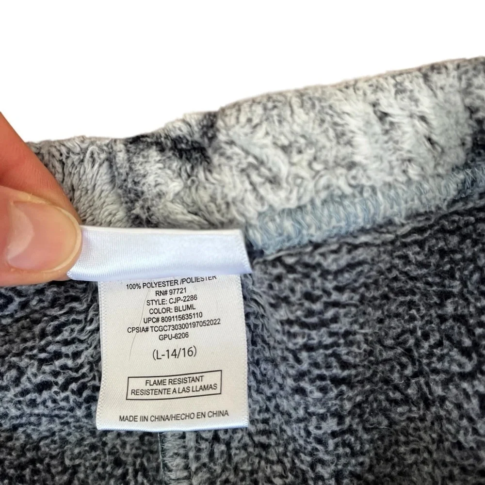 Cozy Jams Youth L 14/16 Gray Lightening Bolt Soft Pants Pajama PJ Elastic Waist